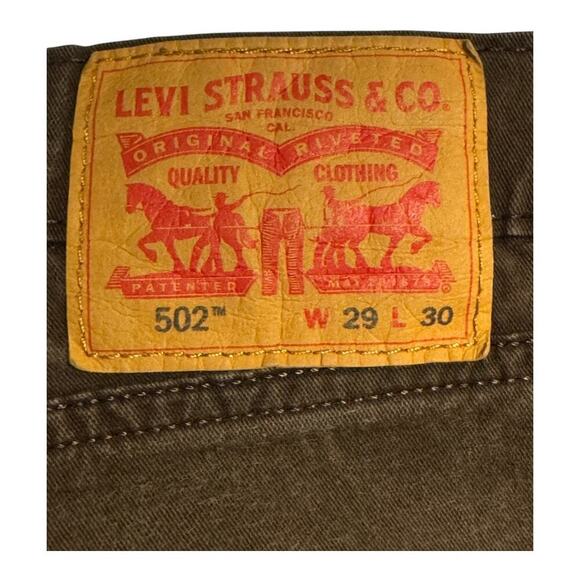 Levi's 502 Men's Straight Jeans‎ W29 L30 Brown Denim Zipper Fly - Picture 3 of 7